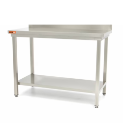 Table inox professionnelle avec dosseret et étagère
matériel pro occasion déstockage 
table inox