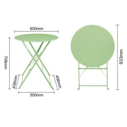 Table verte de terrasse pro en acier métal léger pliable transportable
