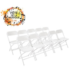 Lot 10 chaises pliantes blanches pro