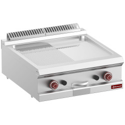 Plaque de cuisson gaz 1/2 lisse 1/2 rainuré chrome dur