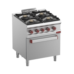 Fourneau 4 feux vifs gaz, four élect. Convection GN 1/1