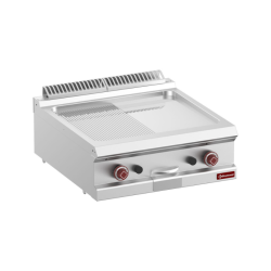 Plaque de cuisson gaz 1/2 lisse 1/2 rainuré chrome dur