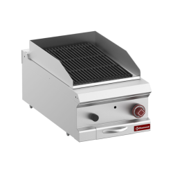 Grill pierre de lave, module 1/2, grille en fonte "double face"
