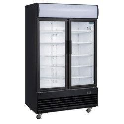 Armoire réfrigéré Noire double portes vitrées