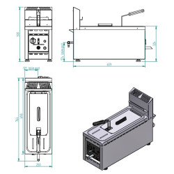 friteuse slim compact gaz à poser pour petite cuisine équipement CHR restaurant