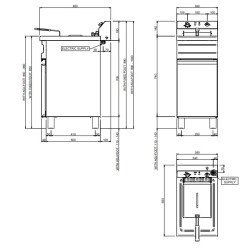 dimensions friteuse sur pieds 400V équipement CHR pour restaurateur