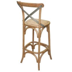 tabouret haut rustique en frêne avec dosseret ameublement de restaurant