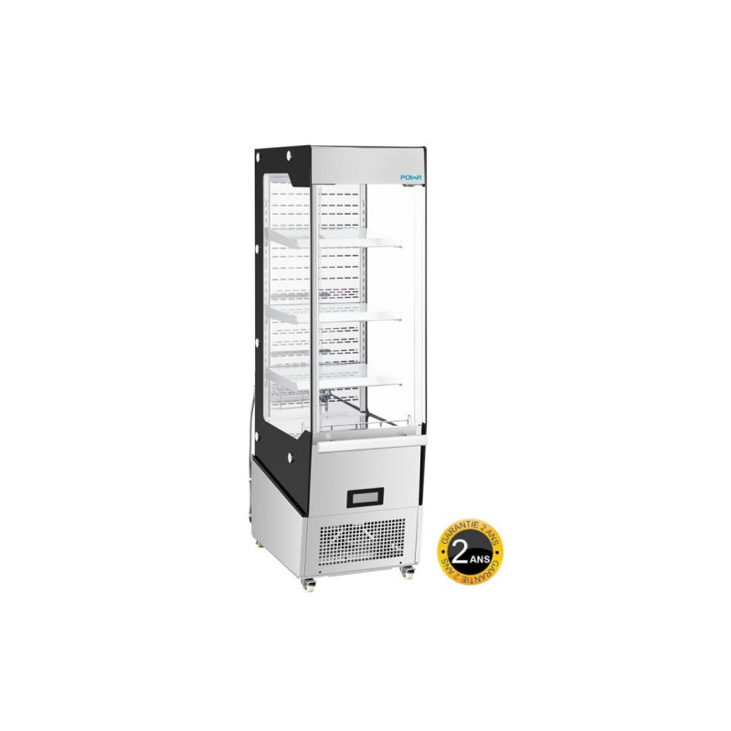 vitrine libre service alimentaire sans porte avec rideau de nuit pour conservation du froid