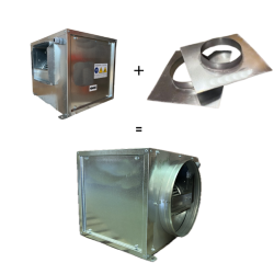 Caisson prêt à poser 3600m3/h monophasé isolé et insonorisé pour les cuisines centrales et laboratoire de production.