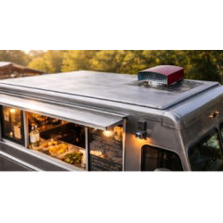 Hotte compacte et légère adaptée aux camion de vente à emporter alimentaire professionnel.