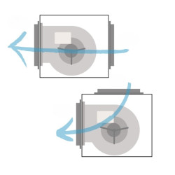Plan explicatif de l'entrée et sortie d'air dans un caisson de ventilation professionnel.