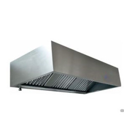 Hotte de cuisine CHR rectangulaire avec grande profondeur pour les appareils de cuisson CHR et collectivités.