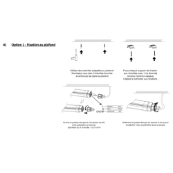 Schéma d’installation pour la fixation de néon lumineux pro sur les plafonds de cuisine CHR.