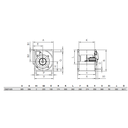 Dimensions complètes du moteur 9/9 400 degrés Sodeca aux normes incendie pour CHR et ERP.