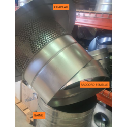 schéma d'installation chapeau grillagé toiture pour extraction des fumées