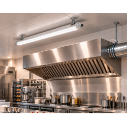 Emplacement idéal du luminaire LED dans une cuisine de restaurant, pâtisserie ou autres locaux CHR.