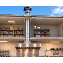 image d'exemple d'installation de la tourelle feu de bois dans une cuisine pro grillade.