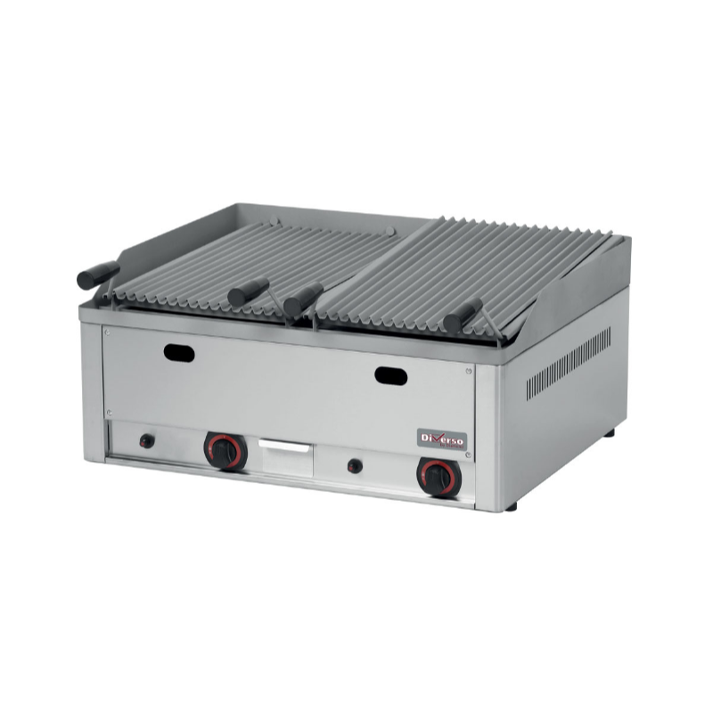 Double Grill pierre de lave professionnel gaz