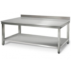 table inox rabaissée avec dosseret pour cuisine restaurant brasserie zone chaude cuisine