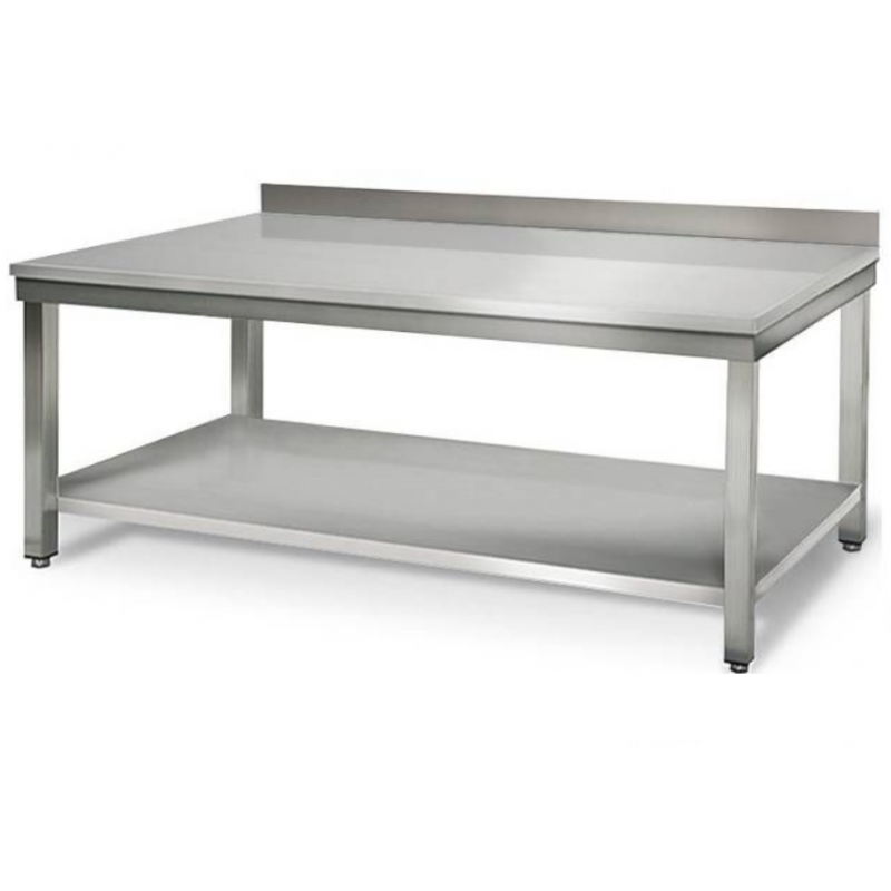 table inox rabaissée avec dosseret pour cuisine restaurant brasserie zone chaude cuisine