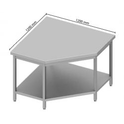Table d'angle inox étagère basse