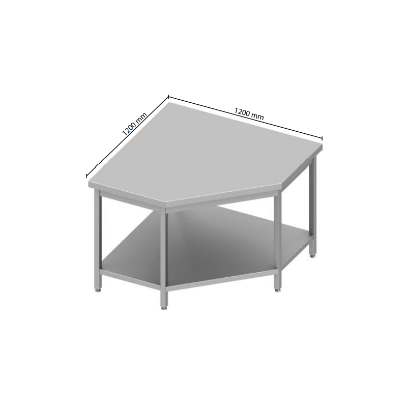 Table d'angle inox étagère basse P700