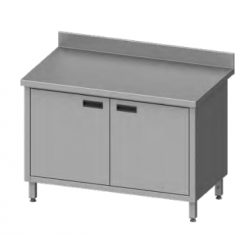 Table placard INOX portes battantes étagère et dosseret Meuble acier inox pro stockage rangement