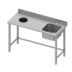 Table Inox avec trou vide ordures + bac table de trie poubelle et évier intégrés
matériel pro occasion déstockage 
table inox