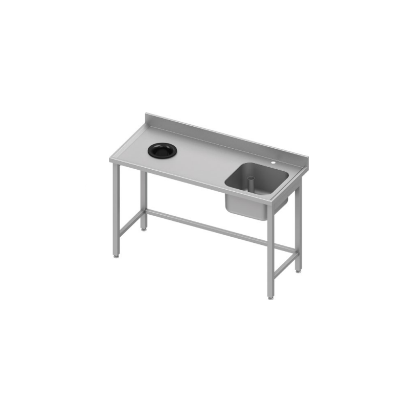 Table Inox avec trou vide ordures + bac table de trie poubelle et évier intégrés