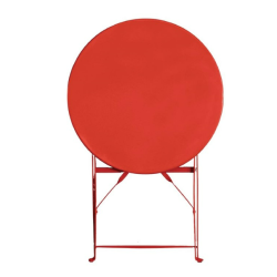 Table rouge de terrasse pro en acier métal léger pliable transportable