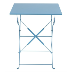 table pliable client bleu pour bar brasserie salon de thé table pro colorée