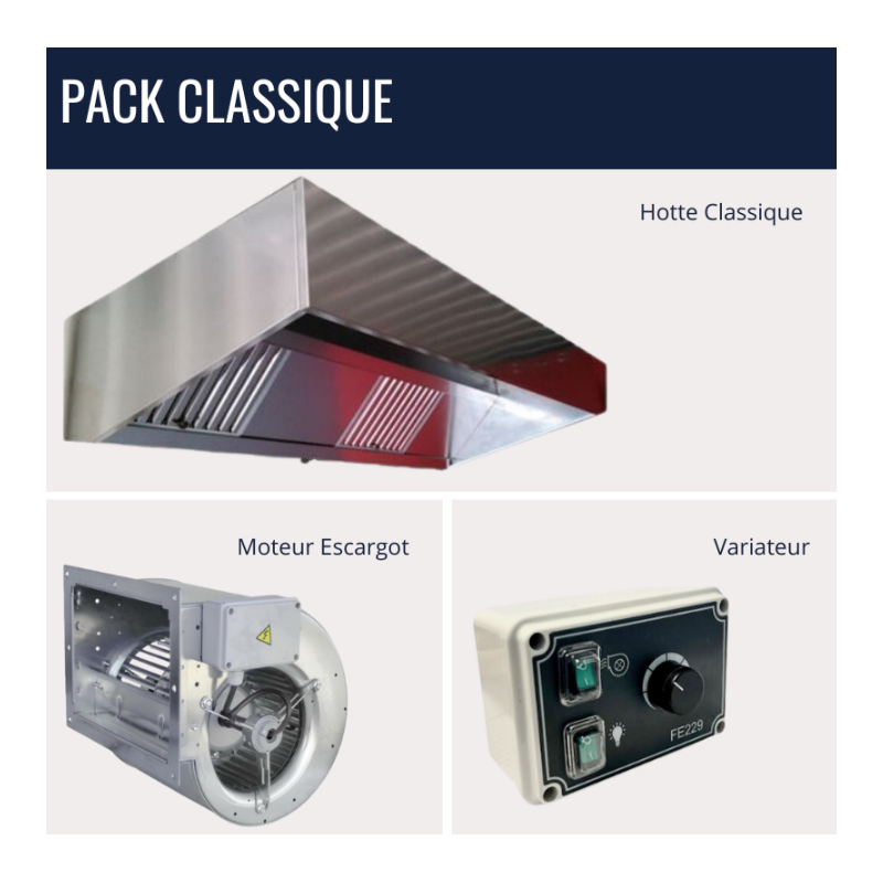 Pack CLASSIQUE Restauration et métier de bouche ventil
matériel pro occasion déstockage 
pack hotte classique