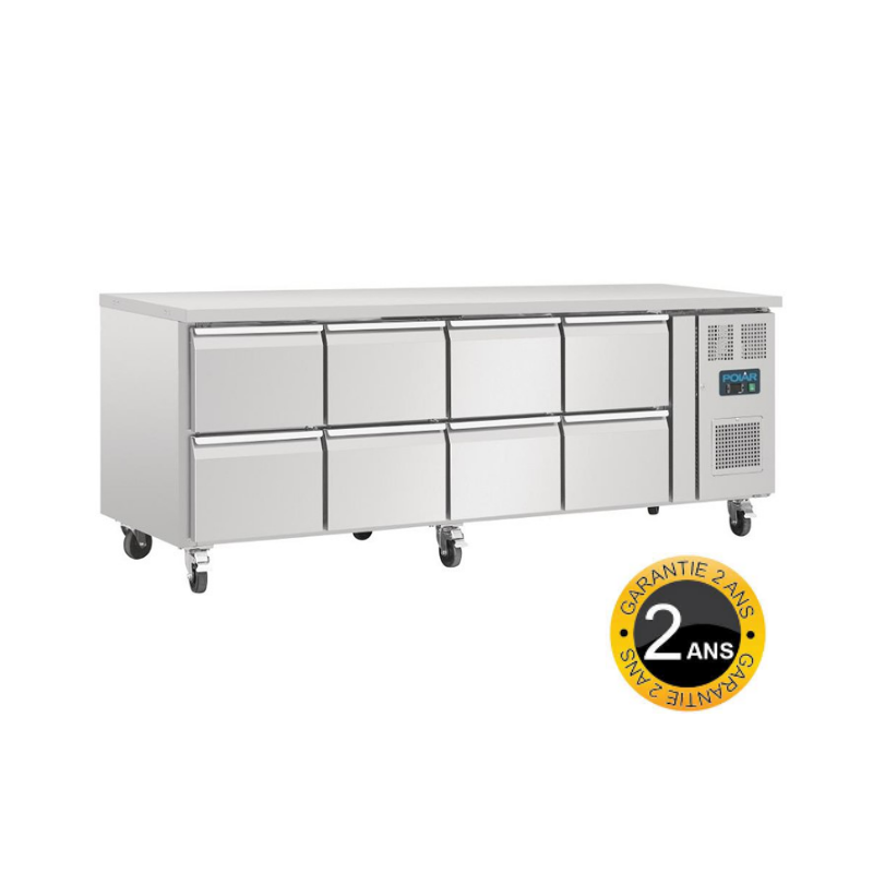 Comptoir réfrigéré 8 tiroirs Tropicalisé pour cuisine professionnellematériel pro occasion déstockage  
comptoir réfrigéré