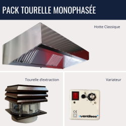 pack classique hotte inox professionnelle tourelle d'extraction pour cuisson feu de bois